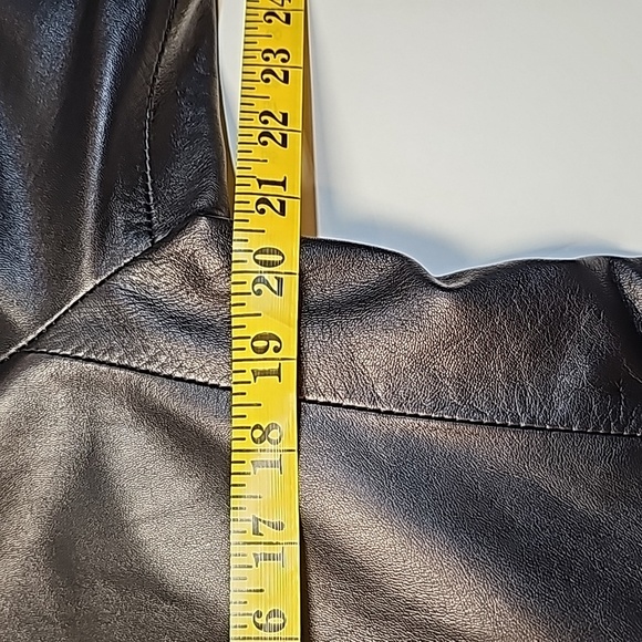 Vintage Vera Pelle Italy Black Leather Jacket Coat EU 48 US Large Mid Length - Picture 13 of 15